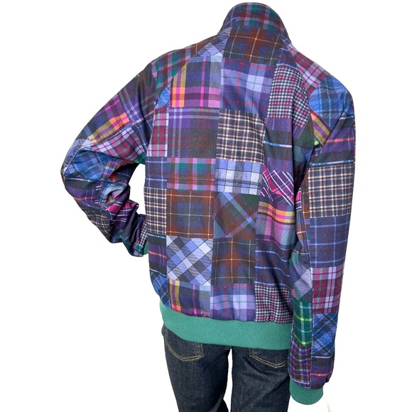Teddy Fresh Grandpa Jacket Patchwork Plaid Size Small Pocket Multi Color EUC - Picture 4 of 13